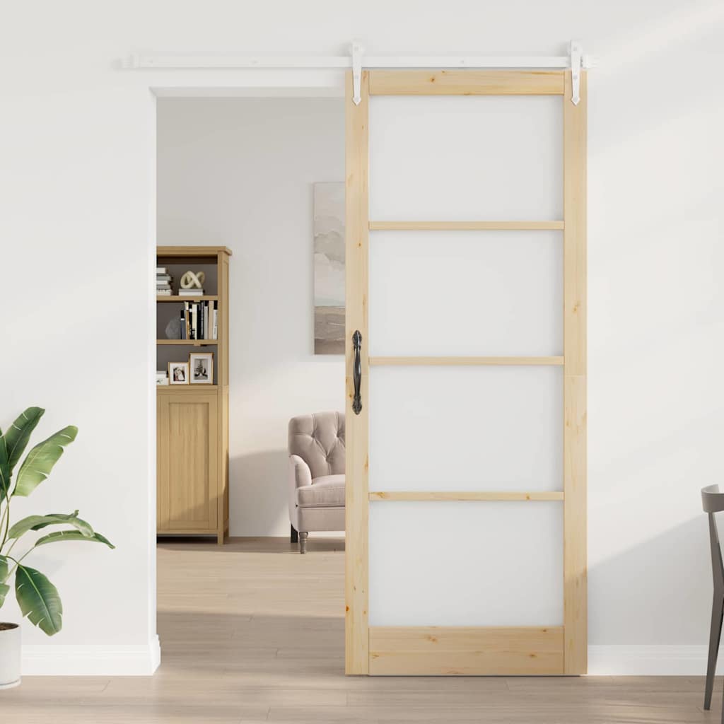 Schuifdeur Naturel 93 x 232 cm Massief grenenhout en glas is nu te koop bij PeponiXL, paradijselijk wonen!