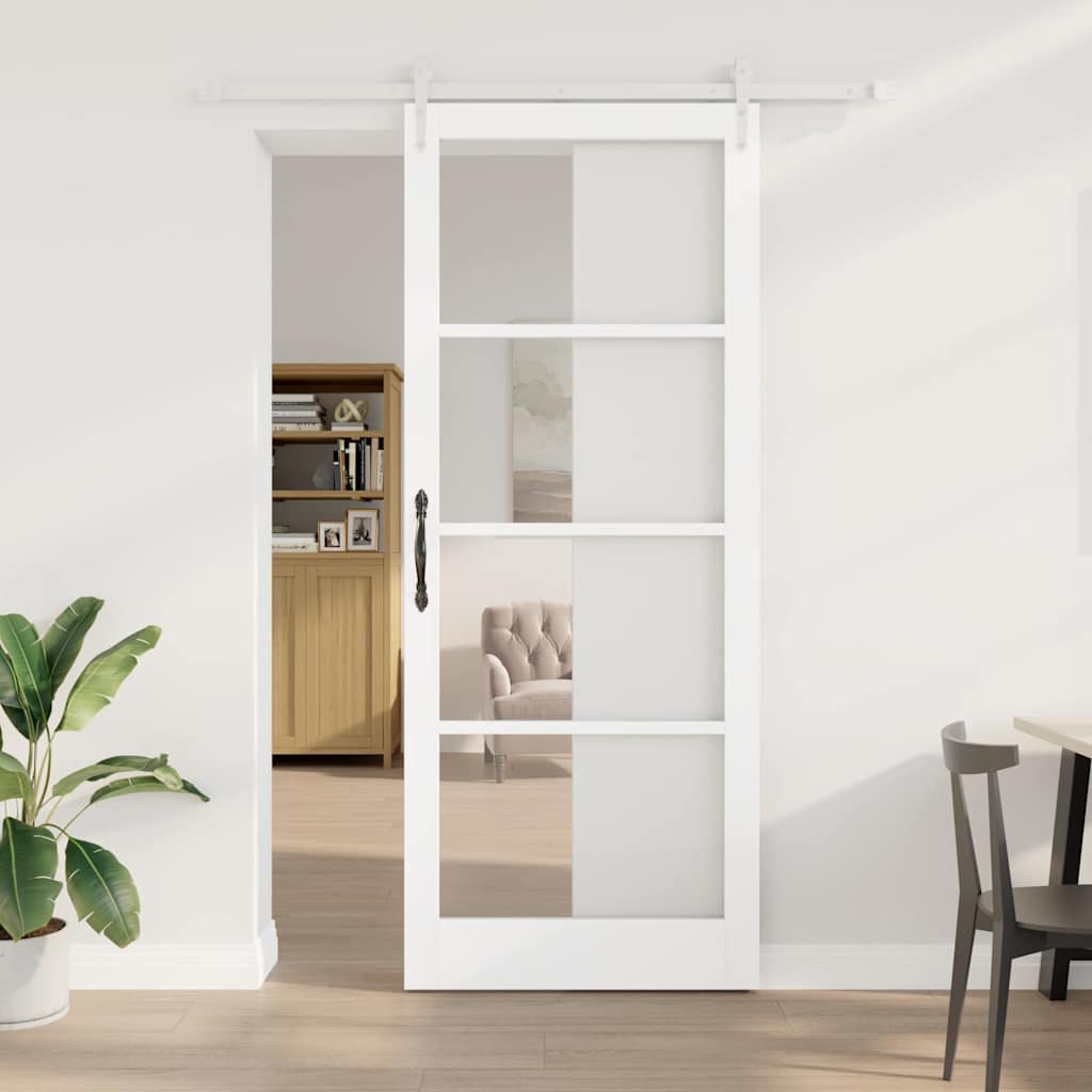 Schuifdeur Wit 93 x 232 cm Massief grenenhout en glas is nu te koop bij PeponiXL, paradijselijk wonen!