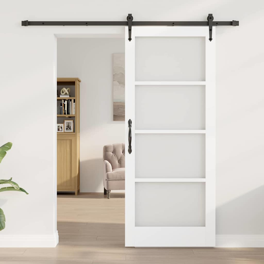 Schuifdeur Wit en zwart 83 x 202 cm Massief grenenhout en glas is nu te koop bij PeponiXL, paradijselijk wonen!