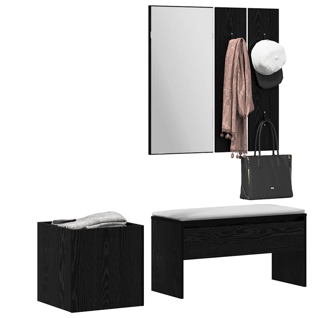 Halmeubelset Wandgemonteerd met spiegel 5 pcs Bewerkt hout is nu te koop bij PeponiXL, paradijselijk wonen!
