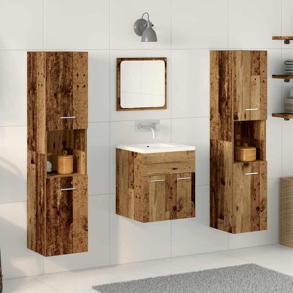 Badkamermeubelset Wandgemonteerd 4 pcs Oud Hout Bewerkt hout is nu te koop bij PeponiXL, paradijselijk wonen!
