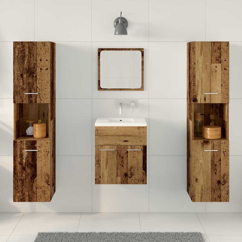 Badkamermeubelset Wandgemonteerd 4 pcs Oud Hout Bewerkt hout is nu te koop bij PeponiXL, paradijselijk wonen!