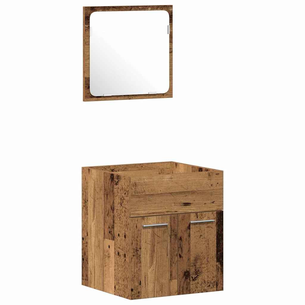 Badkamermeubelset Wandgemonteerd 4 pcs Oud Hout Bewerkt hout is nu te koop bij PeponiXL, paradijselijk wonen!