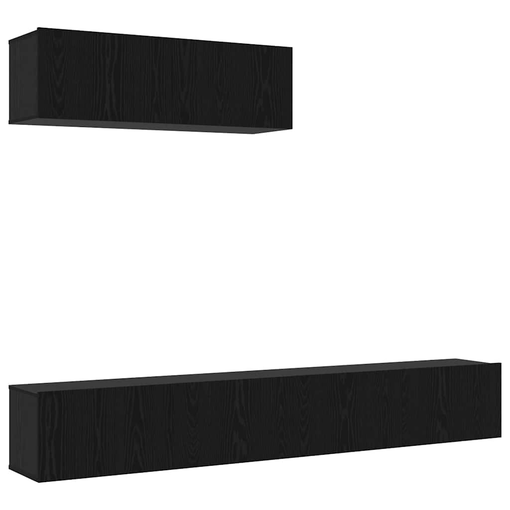 Tv-meubelset Wandgemonteerd 3 pcs Zwart Eiken Bewerkt hout is nu te koop bij PeponiXL, paradijselijk wonen!