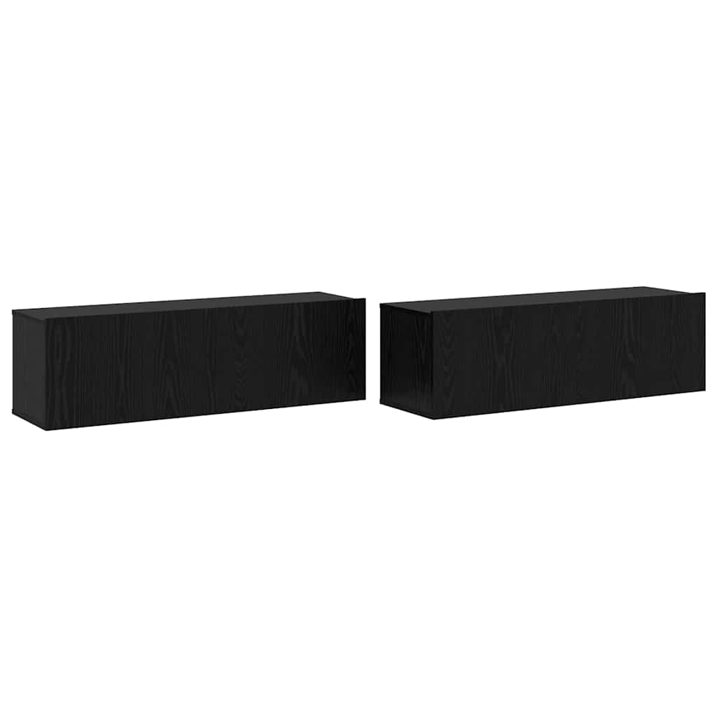 Tv-meubelset Wandgemonteerd 3 pcs Zwart Eiken Bewerkt hout is nu te koop bij PeponiXL, paradijselijk wonen!