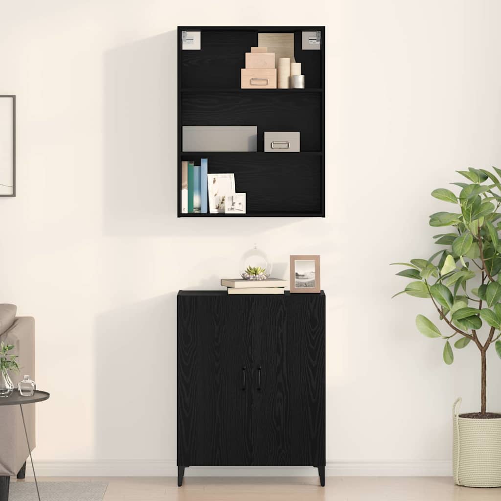 Hoge kast Zwart Eiken 69,5 x 32,5 x 180 cm Bewerkt hout is nu te koop bij PeponiXL, paradijselijk wonen!