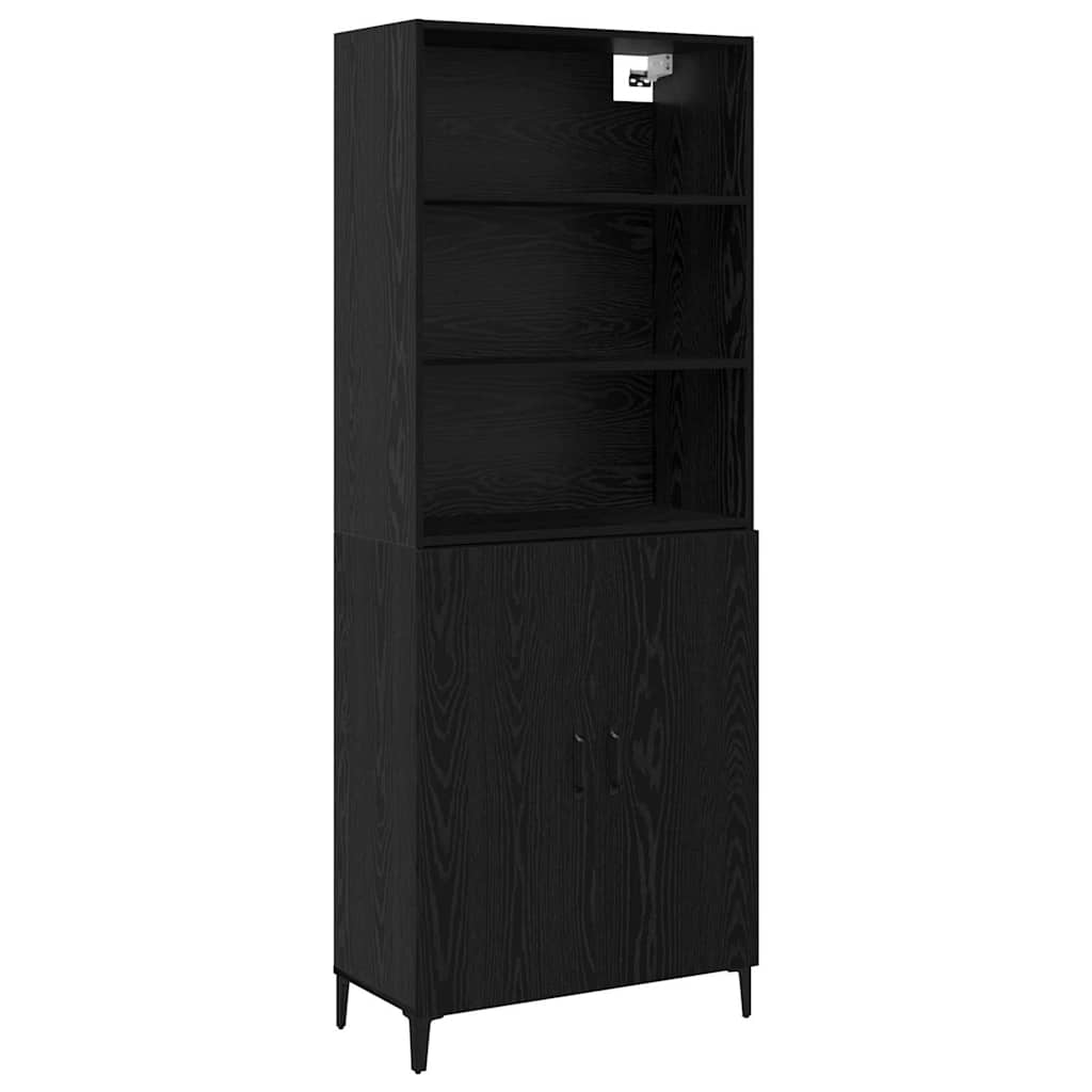 Hoge kast Zwart Eiken 69,5 x 32,5 x 180 cm Bewerkt hout is nu te koop bij PeponiXL, paradijselijk wonen!