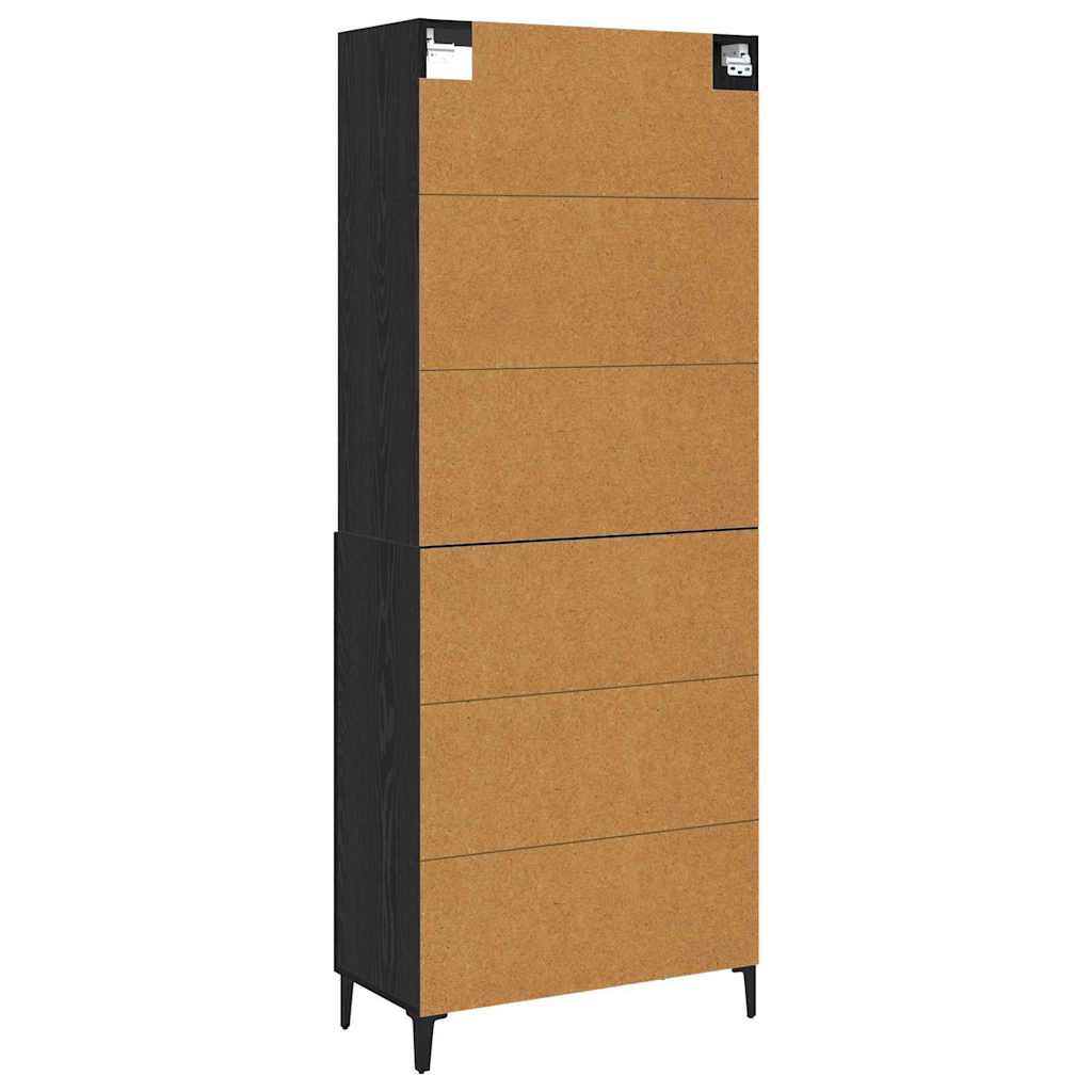 Hoge kast Zwart Eiken 69,5 x 32,5 x 180 cm Bewerkt hout is nu te koop bij PeponiXL, paradijselijk wonen!