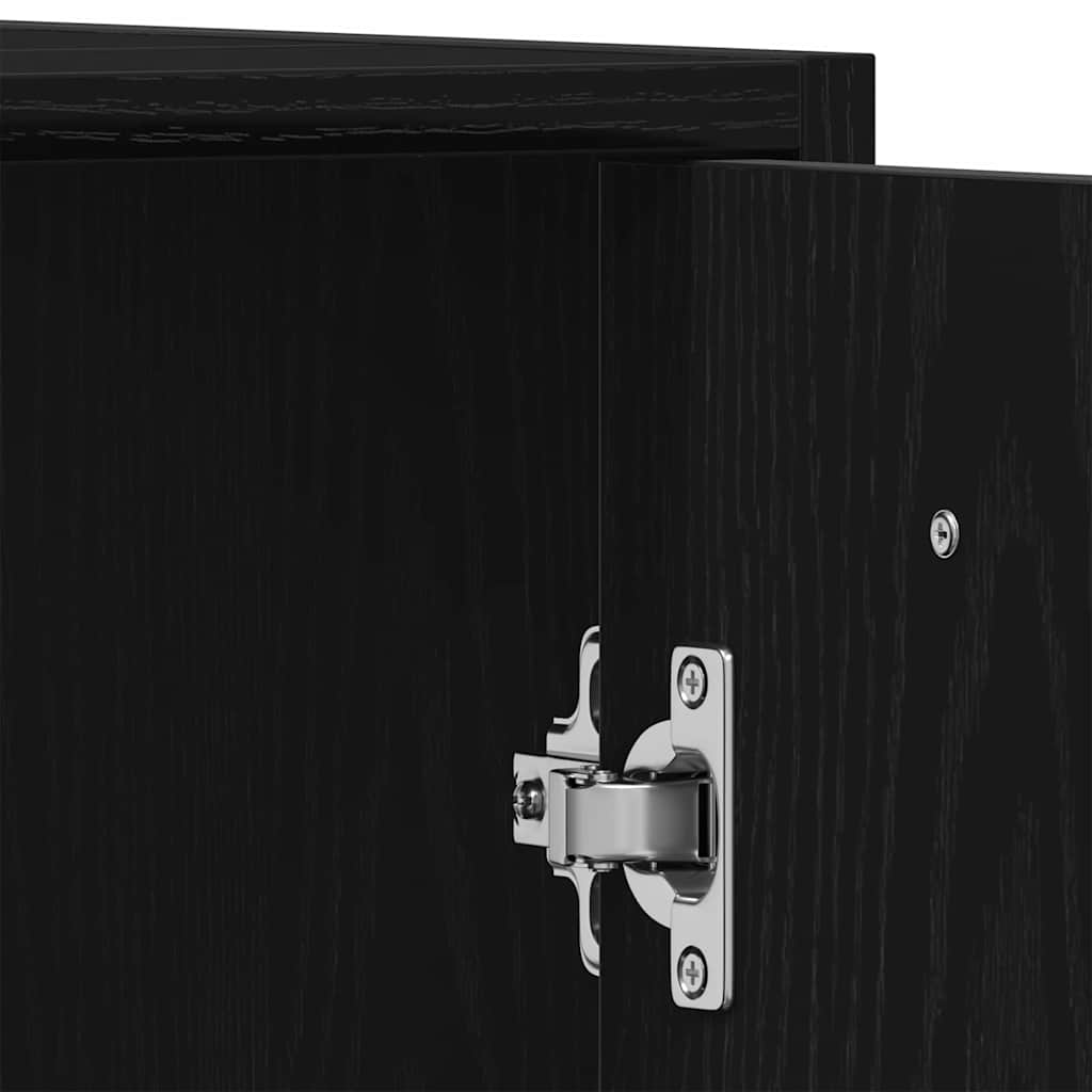 Badkamermeubelset met plank 3 pcs Zwart Eiken Bewerkt hout is nu te koop bij PeponiXL, paradijselijk wonen!