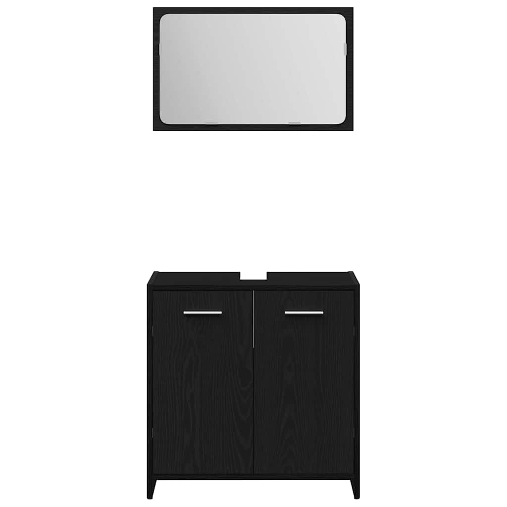 Badkamermeubelset met plank 3 pcs Zwart Eiken Bewerkt hout is nu te koop bij PeponiXL, paradijselijk wonen!