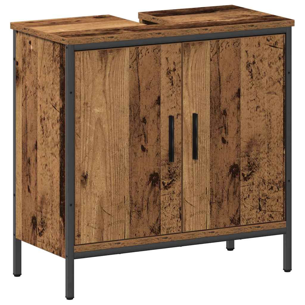 Badkamermeubelset met plank met opslag 2 pcs Bruin Bewerkt hout is nu te koop bij PeponiXL, paradijselijk wonen!