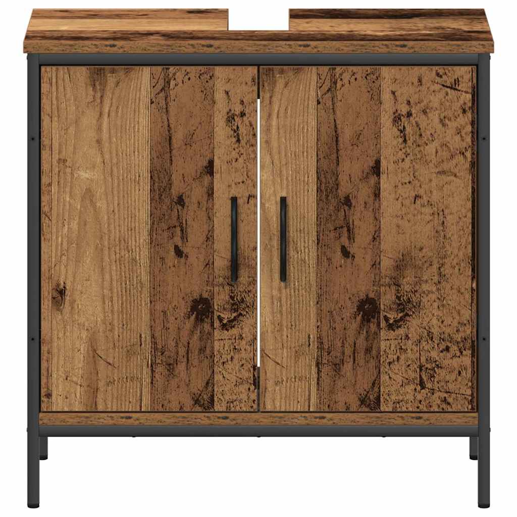 Badkamermeubelset met plank met opslag 2 pcs Bruin Bewerkt hout is nu te koop bij PeponiXL, paradijselijk wonen!