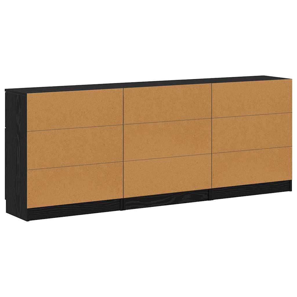 Dressoir 3 pcs Zwart Eiken 181 x 30 x 70 cm Bewerkt hout is nu te koop bij PeponiXL, paradijselijk wonen!
