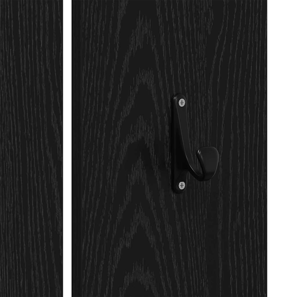 Halmeubelset 3 pcs Zwart eiken 80 x 31 x 40 cm Bewerkt hout