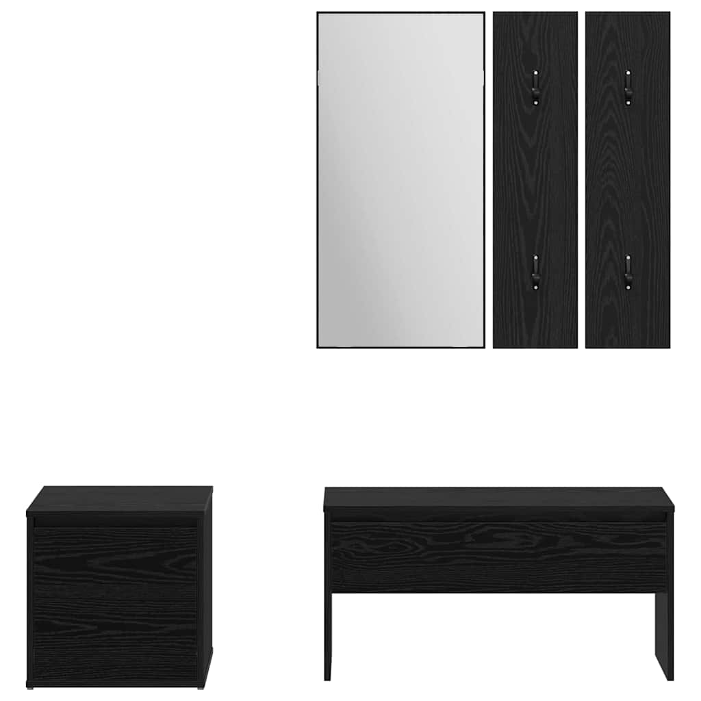 Halmeubelset 3 pcs Zwart eiken 80 x 31 x 40 cm Bewerkt hout