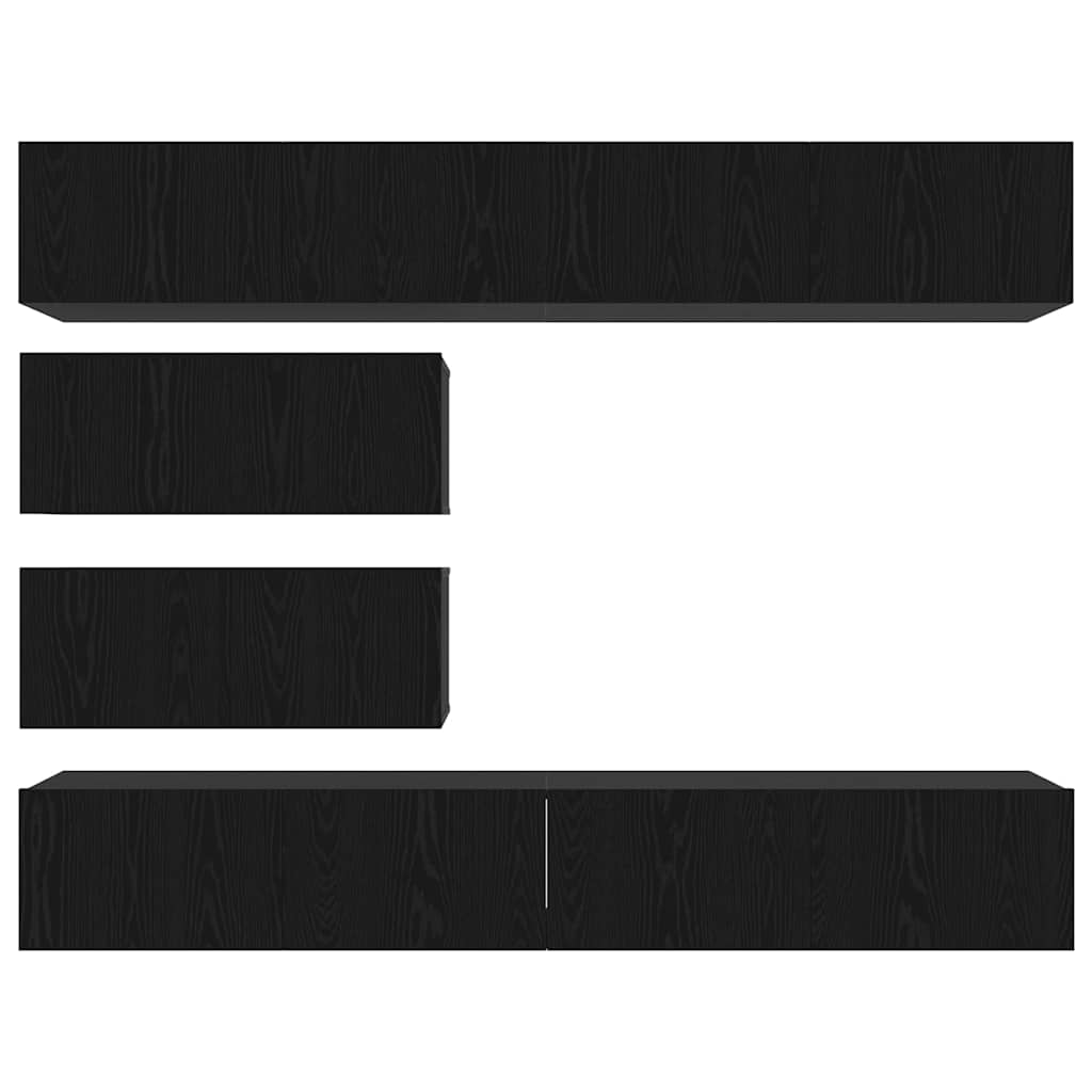 Tv-meubelset Wandgemonteerd 6 pcs Zwart Eiken Bewerkt hout is nu te koop bij PeponiXL, paradijselijk wonen!