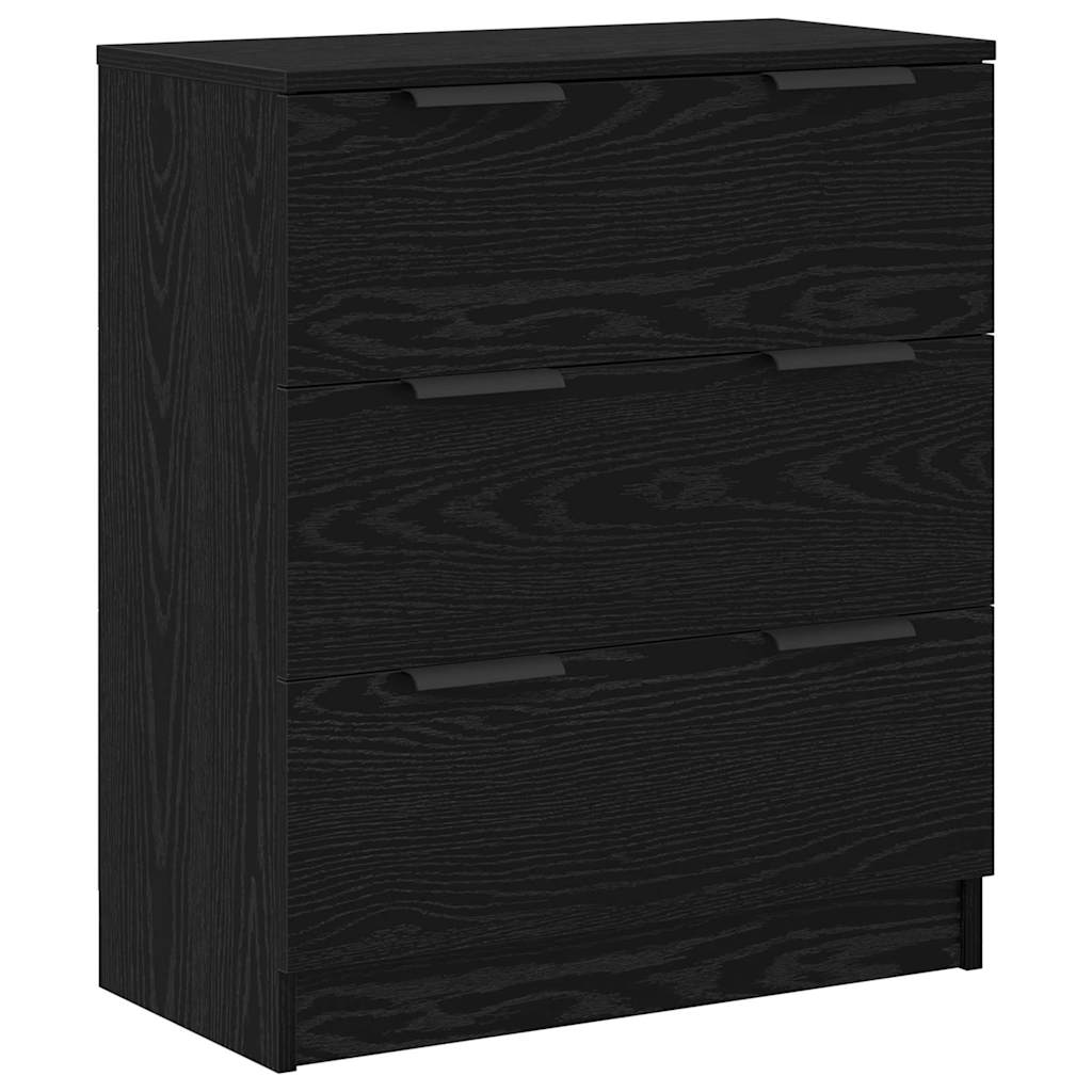 Dressoir met lade 3 pcs Zwart Eiken Bewerkt hout is nu te koop bij PeponiXL, paradijselijk wonen!