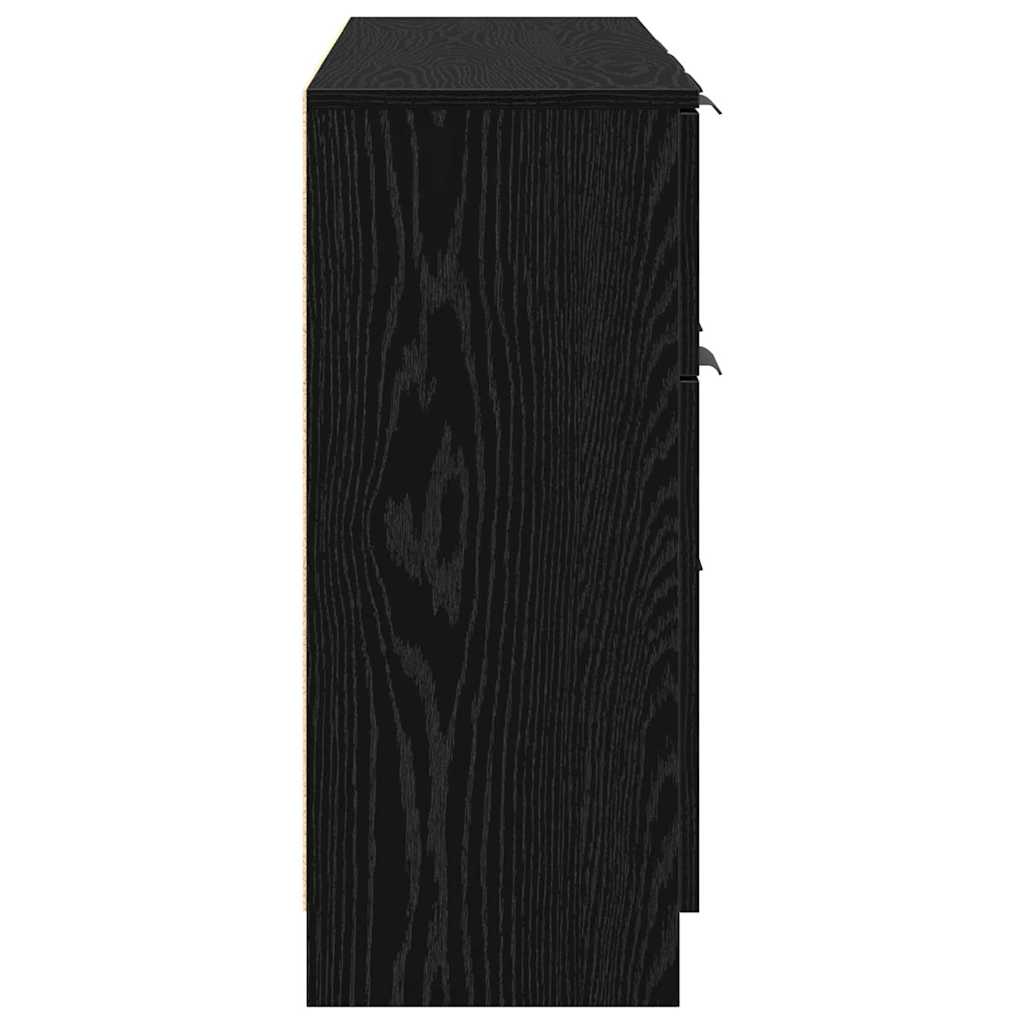 Dressoir met lade 3 pcs Zwart Eiken Bewerkt hout is nu te koop bij PeponiXL, paradijselijk wonen!