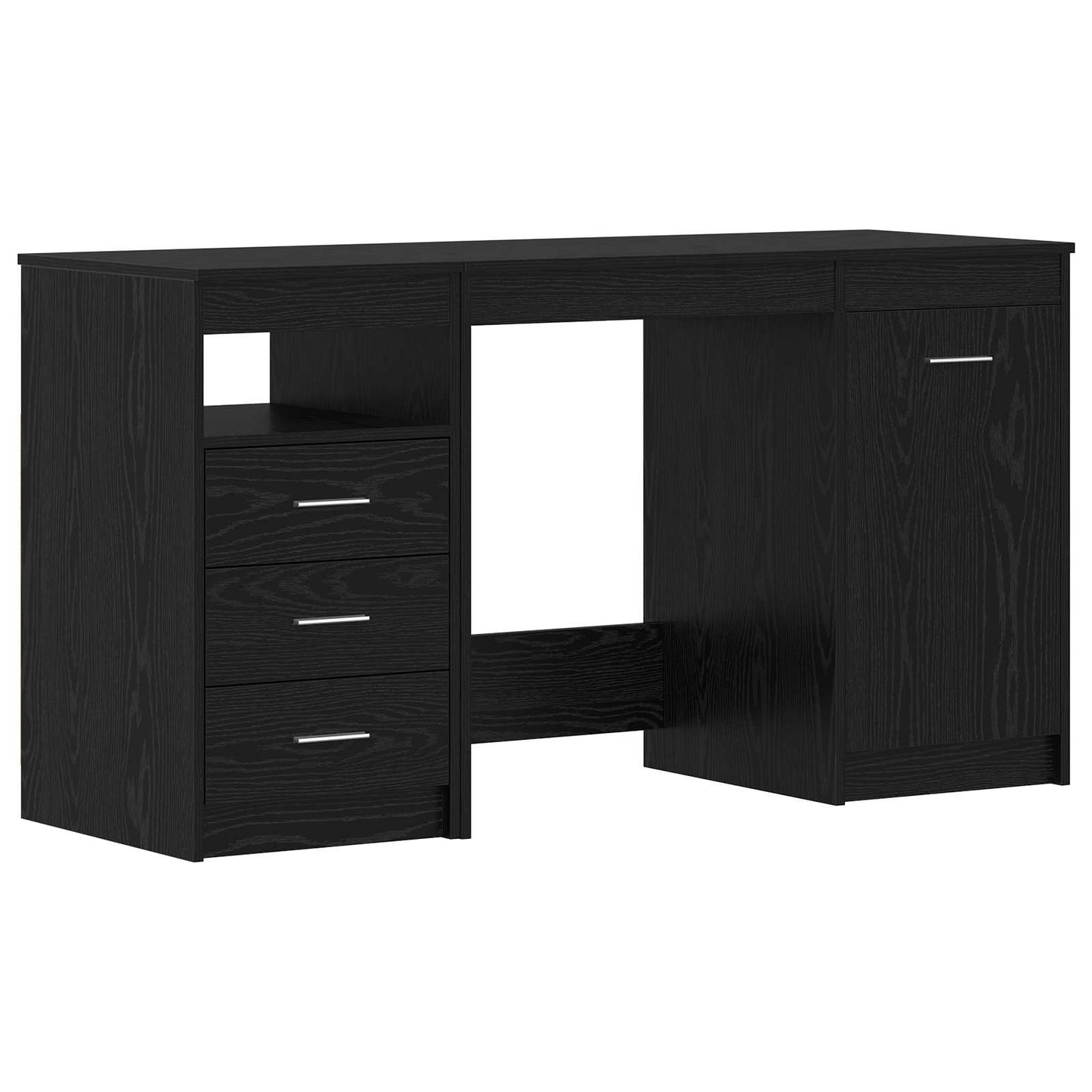 Bureau met lade 2 pcs Zwart Eiken 140 x 50 x 76 cm Bewerkt hout is nu te koop bij PeponiXL, paradijselijk wonen!