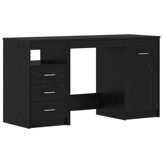 Bureau met lade 2 pcs Zwart Eiken 140 x 50 x 76 cm Bewerkt hout is nu te koop bij PeponiXL, paradijselijk wonen!