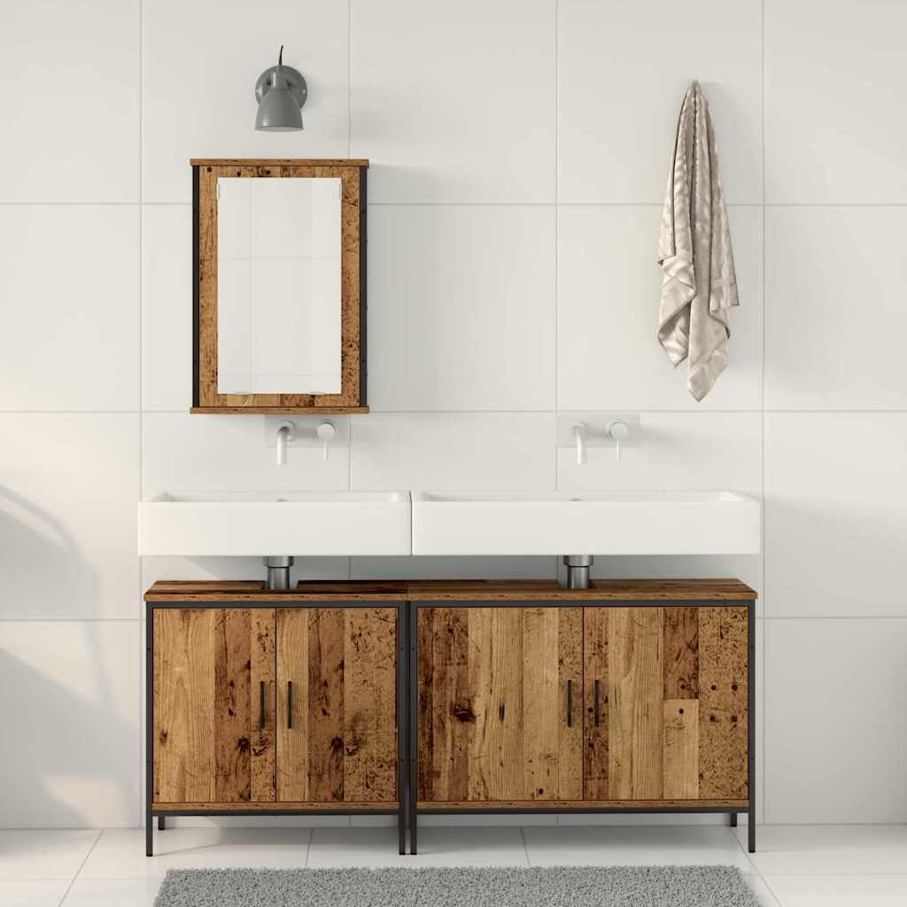 Badkamermeubels met plank met opslag 3 pcs Bruin Bewerkt hout is nu te koop bij PeponiXL, paradijselijk wonen!