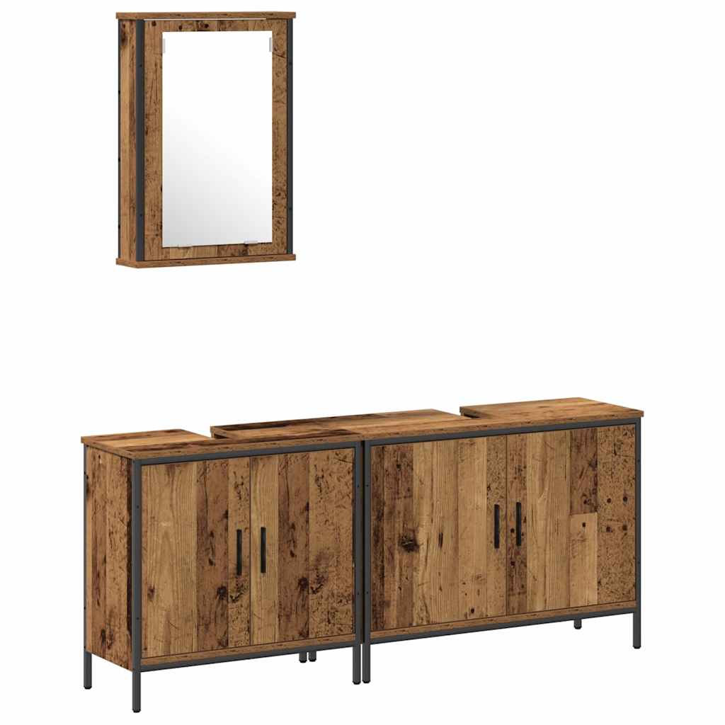 Badkamermeubels met plank met opslag 3 pcs Bruin Bewerkt hout is nu te koop bij PeponiXL, paradijselijk wonen!