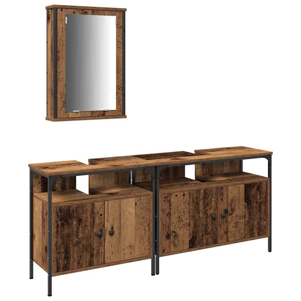 Badkamermeubels met plank met opslag 3 pcs Bruin Bewerkt hout is nu te koop bij PeponiXL, paradijselijk wonen!