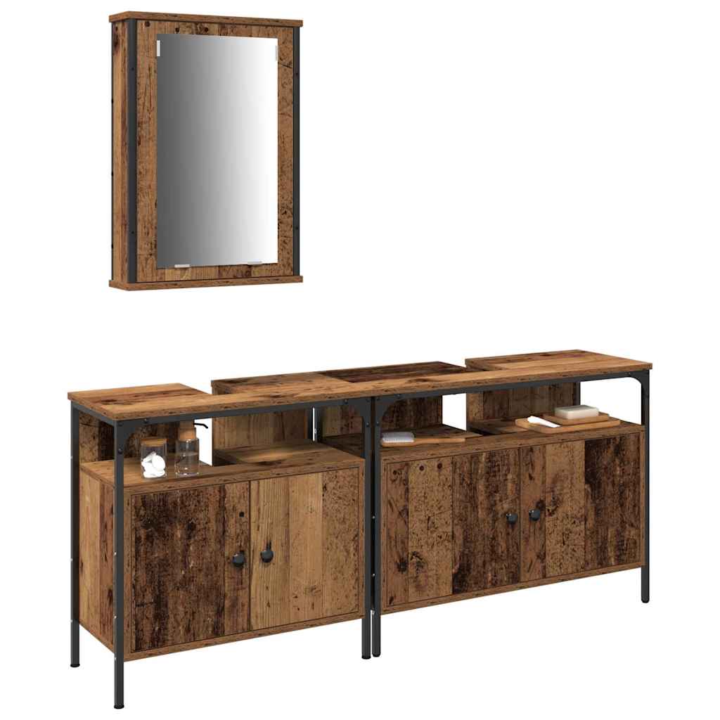 Badkamermeubels met plank met opslag 3 pcs Bruin Bewerkt hout is nu te koop bij PeponiXL, paradijselijk wonen!