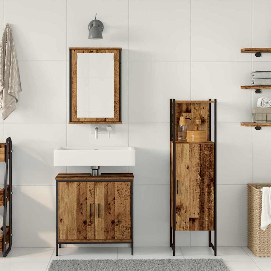 Badkamermeubelset 3 pcs Bruin 33 x 33 x 120.5 cm Bewerkt hout is nu te koop bij PeponiXL, paradijselijk wonen!