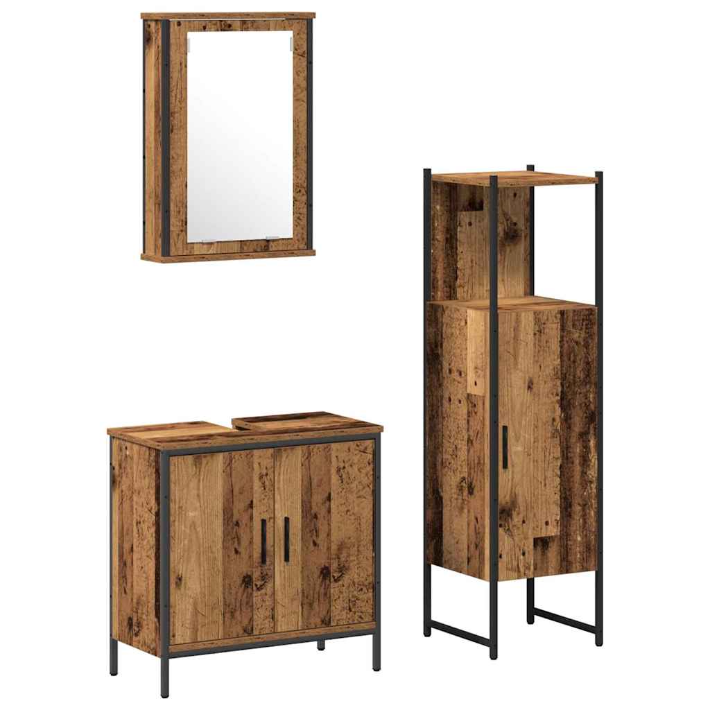 Badkamermeubelset 3 pcs Bruin 33 x 33 x 120.5 cm Bewerkt hout is nu te koop bij PeponiXL, paradijselijk wonen!