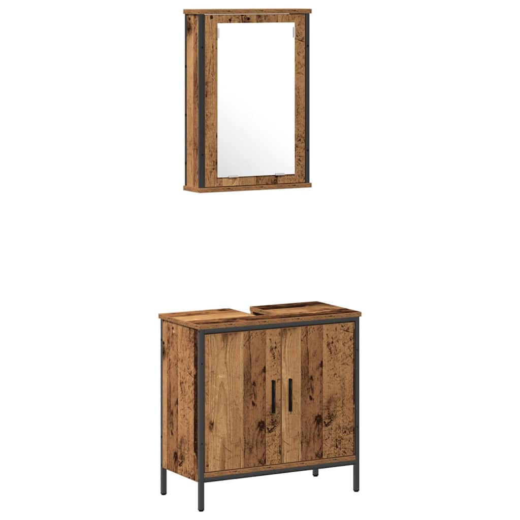 Badkamermeubelset 3 pcs Bruin 33 x 33 x 120.5 cm Bewerkt hout is nu te koop bij PeponiXL, paradijselijk wonen!