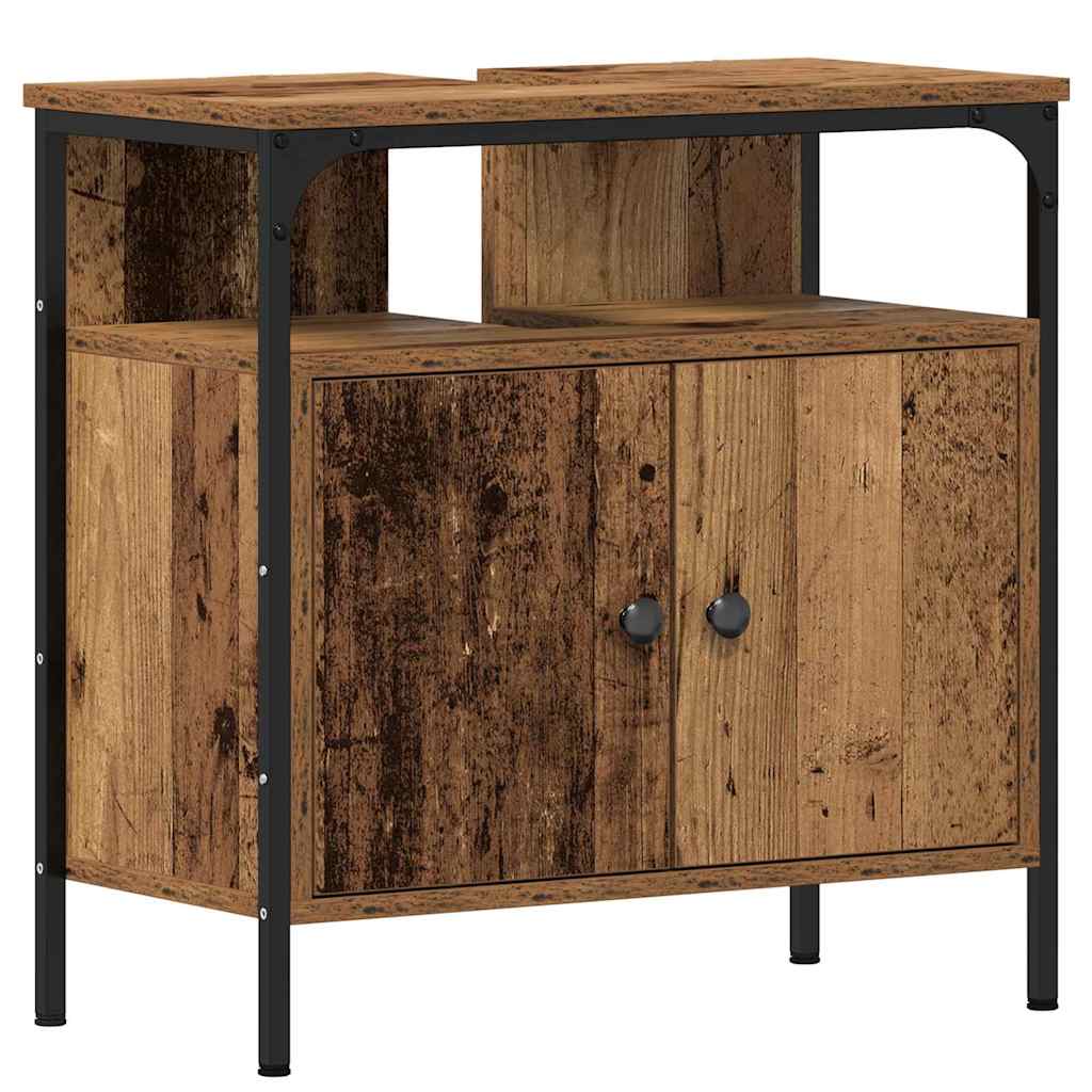 Badkamermeubelset met plank 3 pcs Oud hout Bewerkt hout is nu te koop bij PeponiXL, paradijselijk wonen!