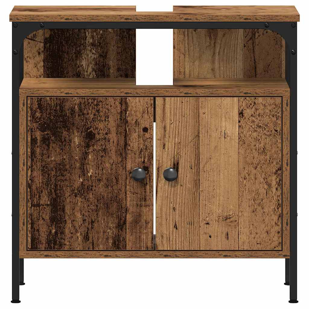 Badkamermeubelset met plank 3 pcs Oud hout Bewerkt hout is nu te koop bij PeponiXL, paradijselijk wonen!