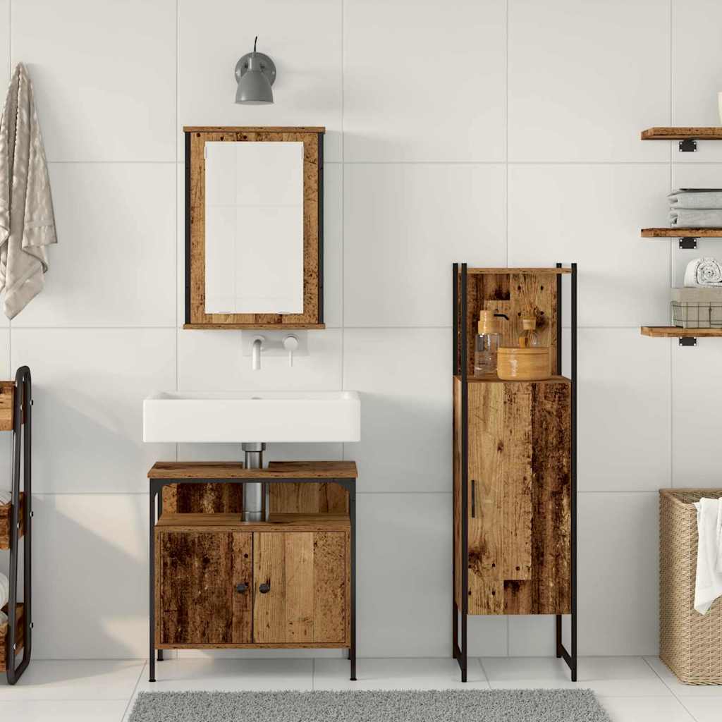 Badkamermeubelset 3 pcs Bruin 33 x 33 x 120.5 cm Bewerkt hout is nu te koop bij PeponiXL, paradijselijk wonen!