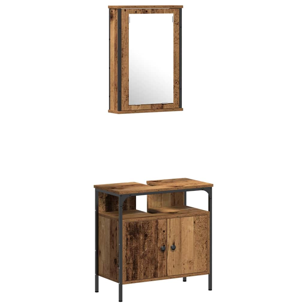 Badkamermeubelset 3 pcs Bruin 33 x 33 x 120.5 cm Bewerkt hout is nu te koop bij PeponiXL, paradijselijk wonen!