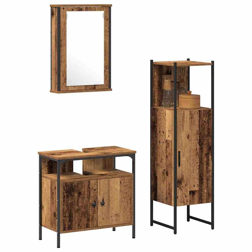 Badkamermeubelset 3 pcs Bruin 33 x 33 x 120.5 cm Bewerkt hout is nu te koop bij PeponiXL, paradijselijk wonen!