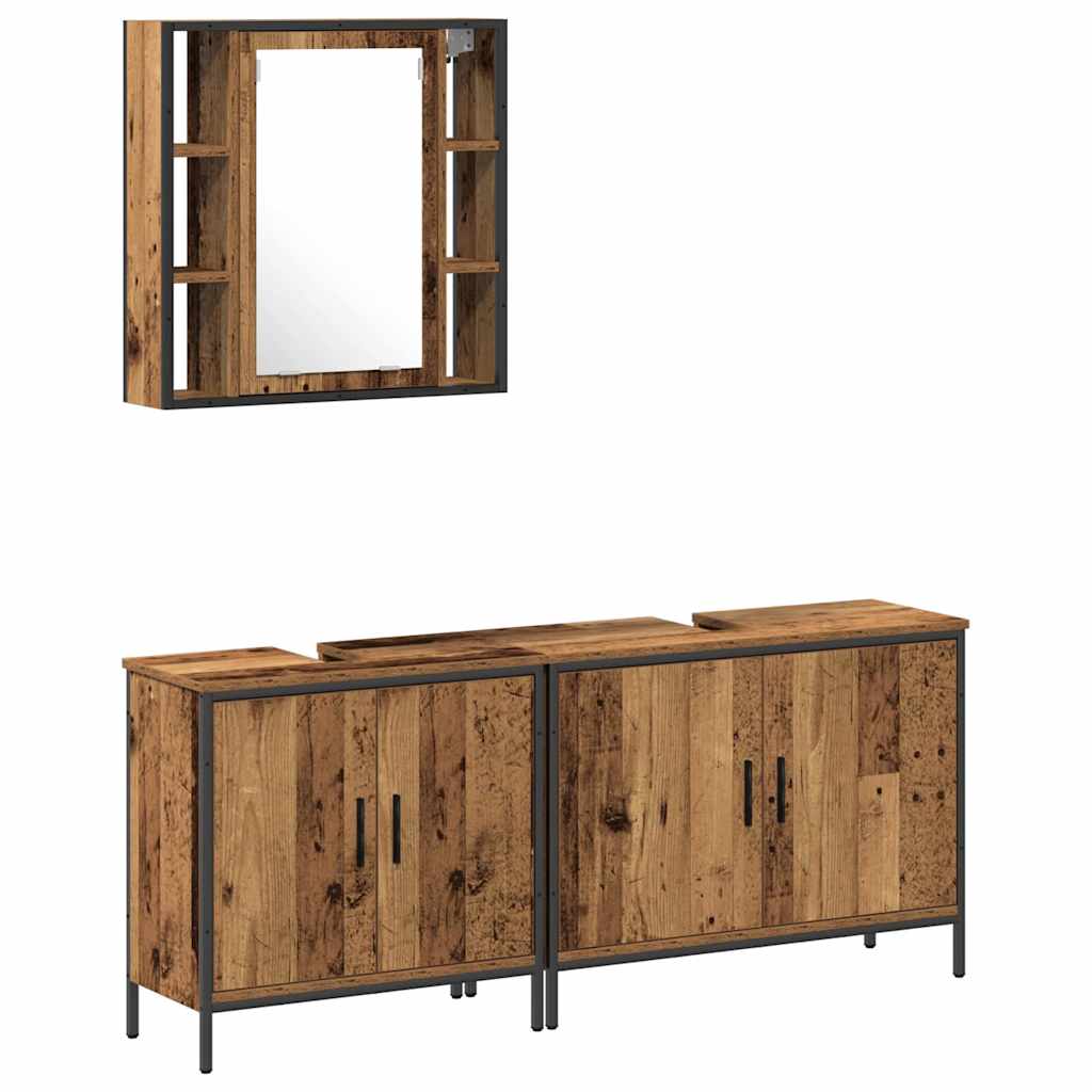 Badkamermeubelset met plank met opslag 3 pcs Bruin Bewerkt hout is nu te koop bij PeponiXL, paradijselijk wonen!
