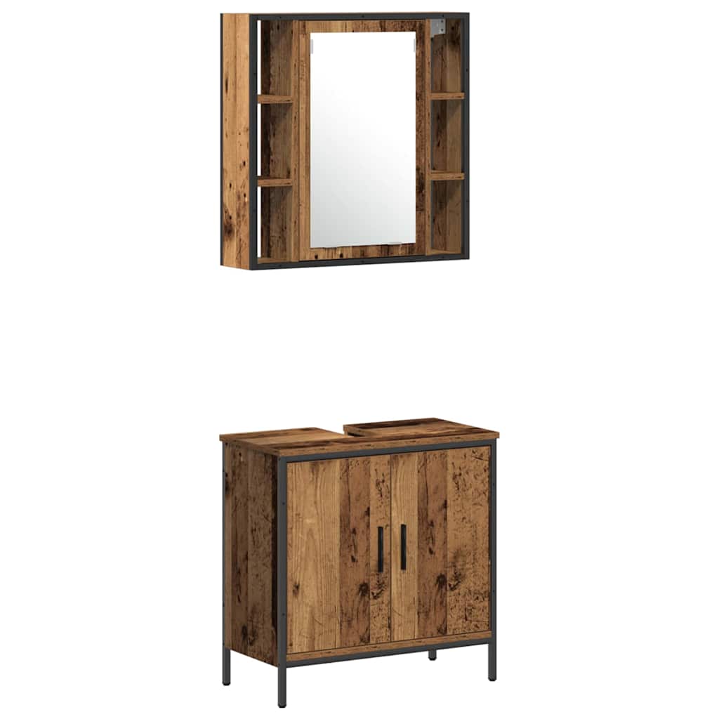 Badkamermeubelset met plank met opslag 3 pcs Bruin Bewerkt hout is nu te koop bij PeponiXL, paradijselijk wonen!