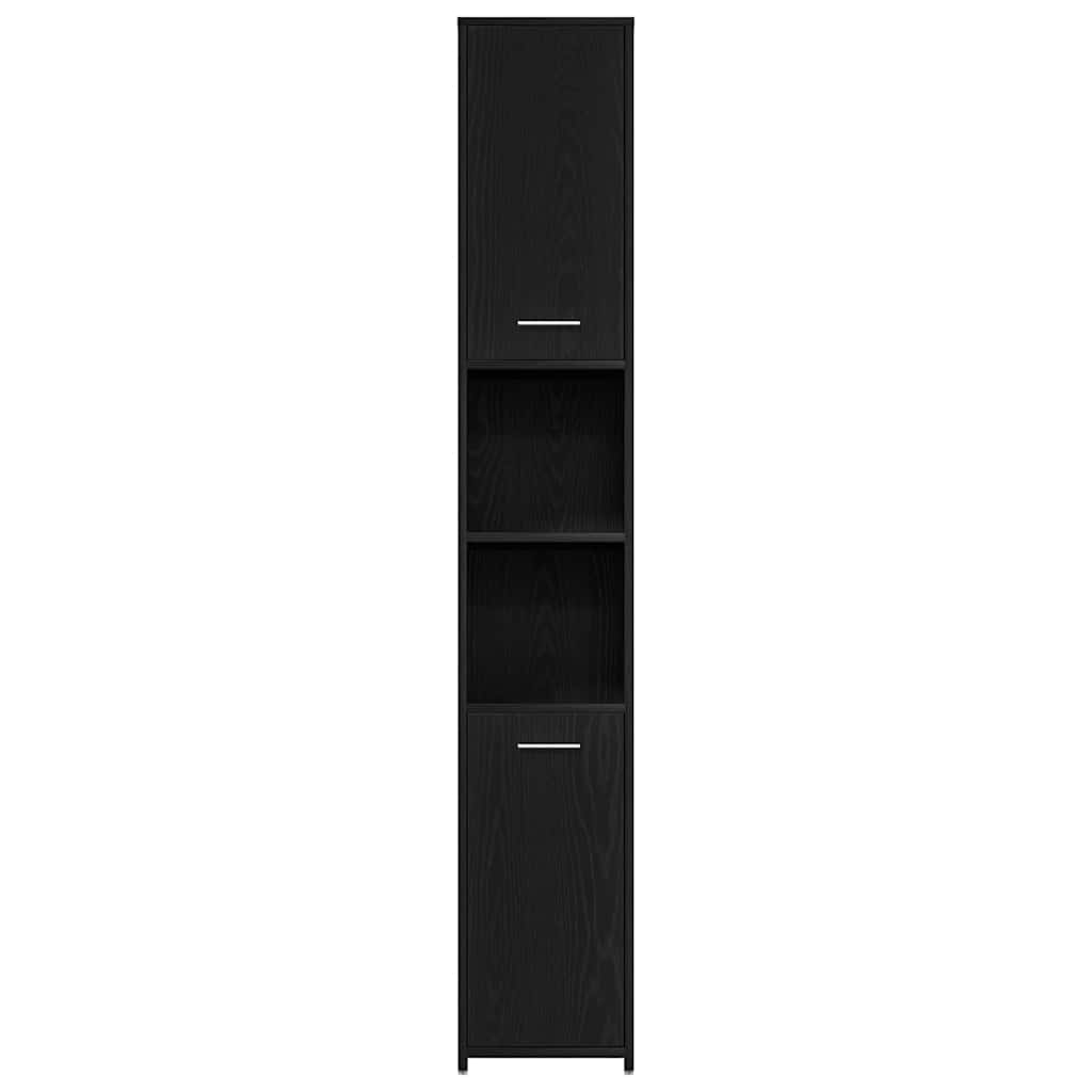 Badkamermeubelset met plank 4 pcs Zwart Eiken Bewerkt hout is nu te koop bij PeponiXL, paradijselijk wonen!