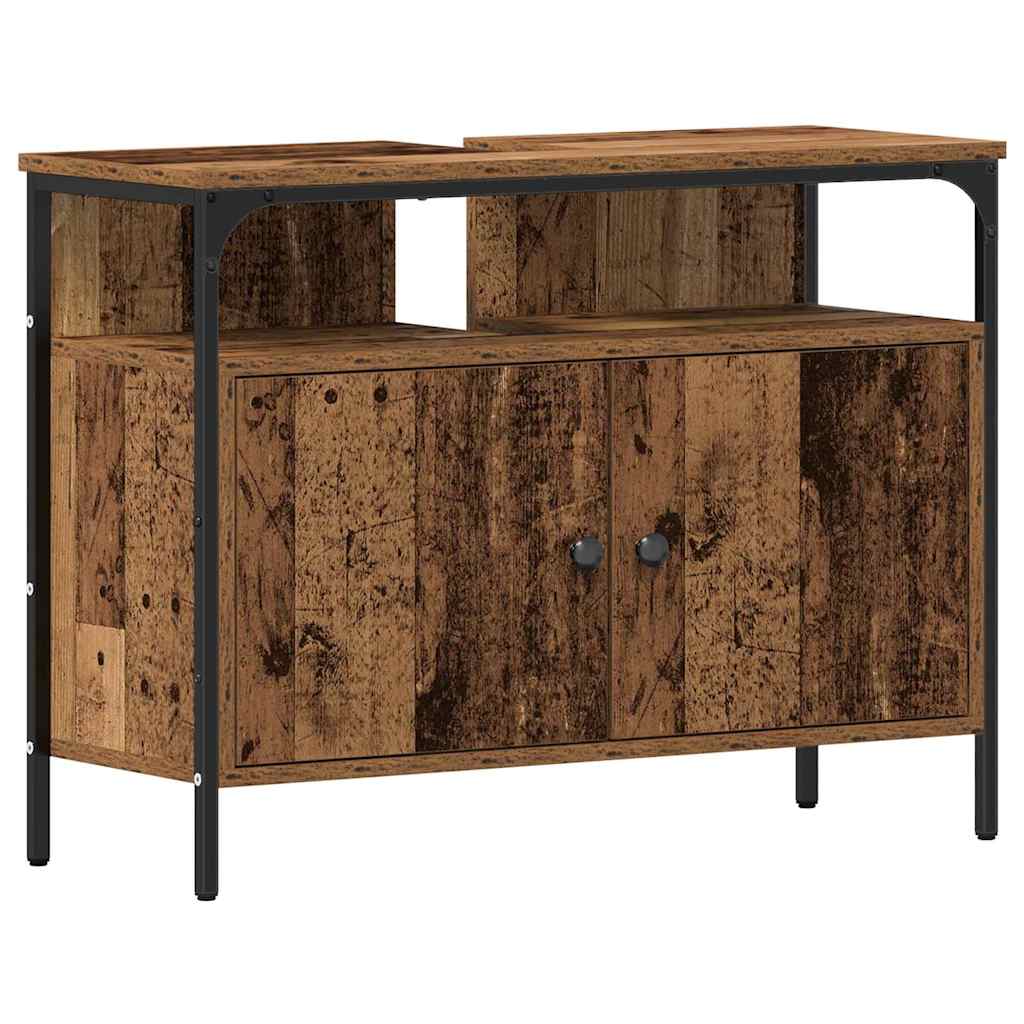 Badkamermeubelset met plank met opslag 3 pcs Bruin Bewerkt hout is nu te koop bij PeponiXL, paradijselijk wonen!