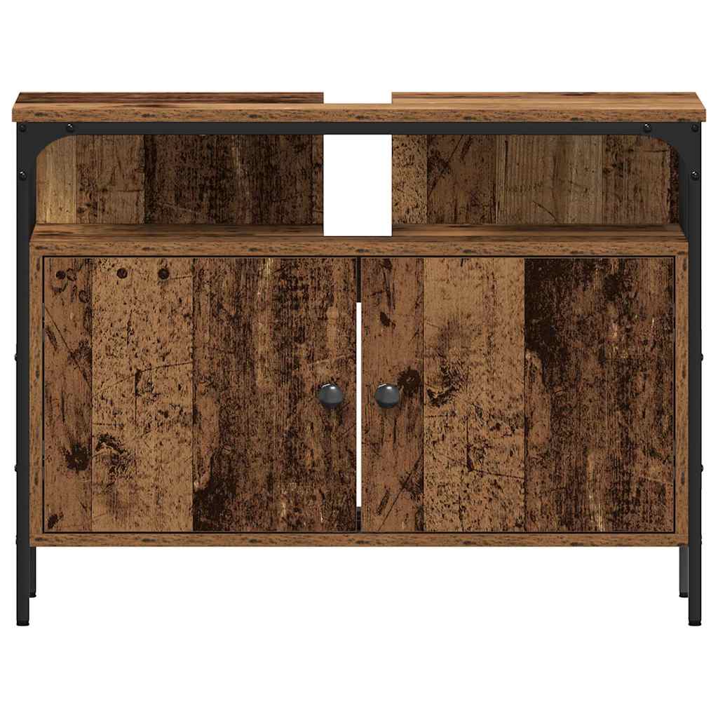 Badkamermeubelset met plank met opslag 3 pcs Bruin Bewerkt hout is nu te koop bij PeponiXL, paradijselijk wonen!