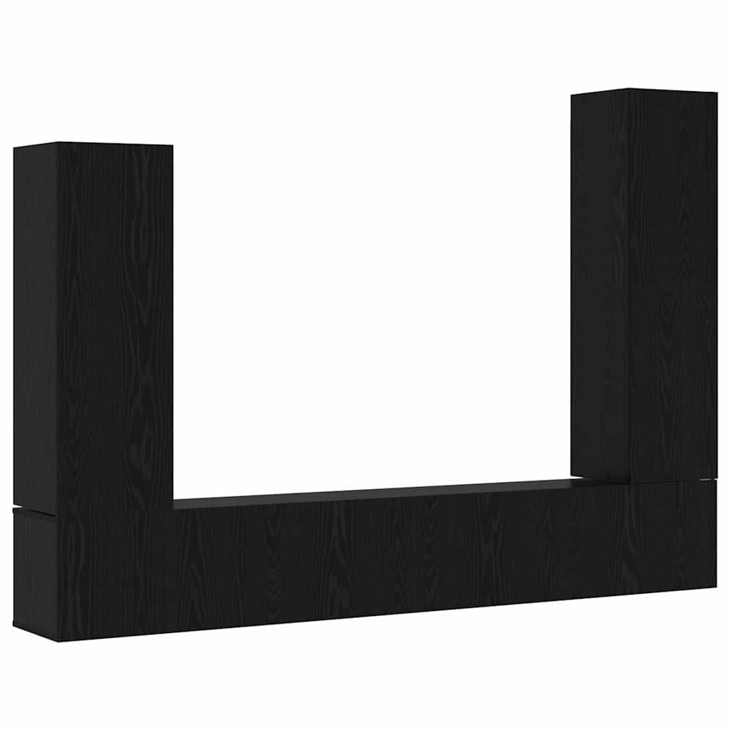 Tv-meubelset Wandgemonteerd 4 pcs Zwart Eiken Bewerkt hout is nu te koop bij PeponiXL, paradijselijk wonen!