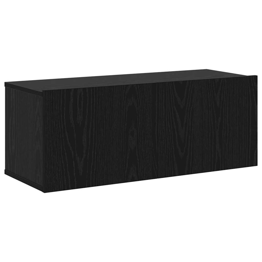 Tv-meubelset Wandgemonteerd 7 pcs Zwart Eiken Bewerkt hout is nu te koop bij PeponiXL, paradijselijk wonen!