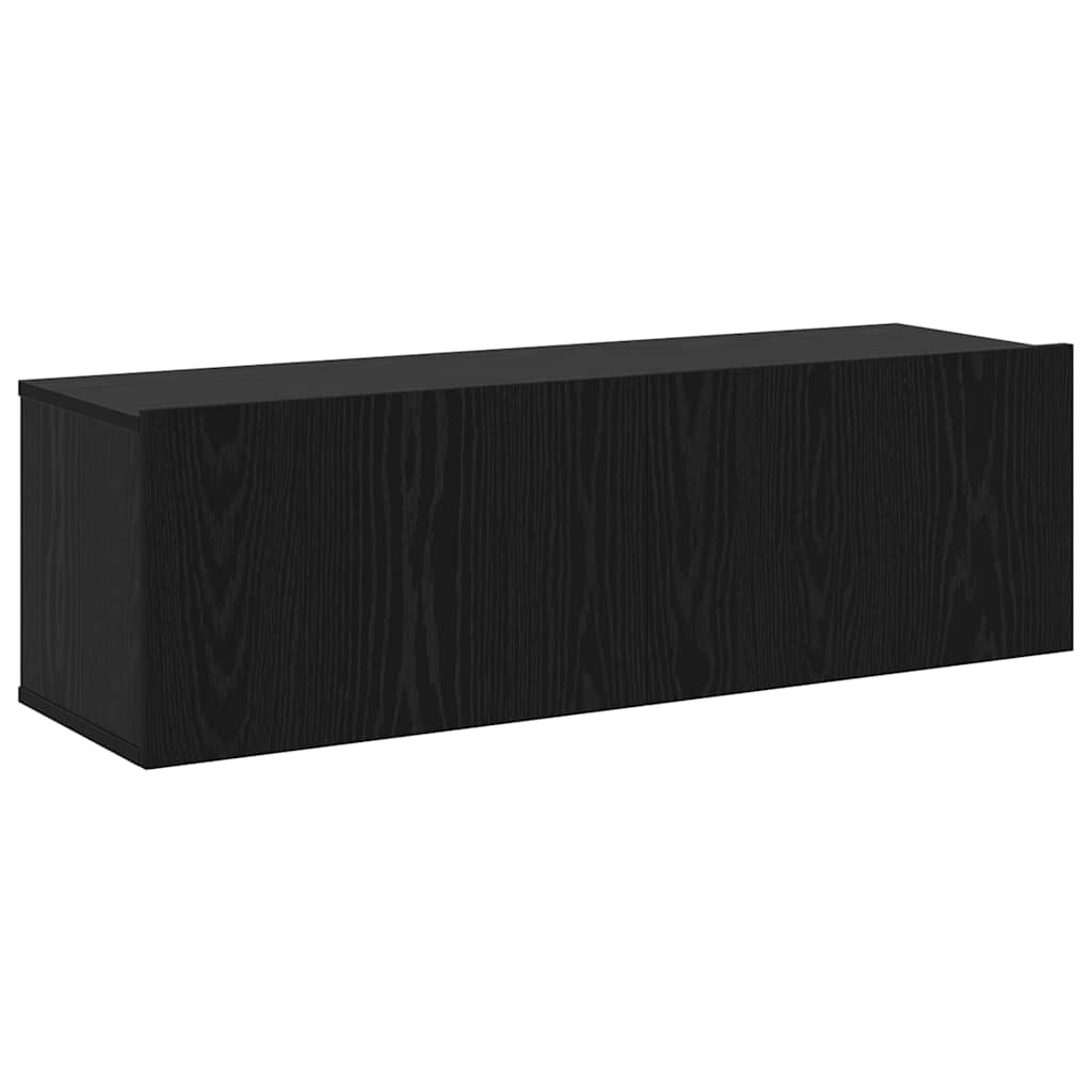 Tv-meubelset Wandgemonteerd 7 pcs Zwart Eiken Bewerkt hout is nu te koop bij PeponiXL, paradijselijk wonen!