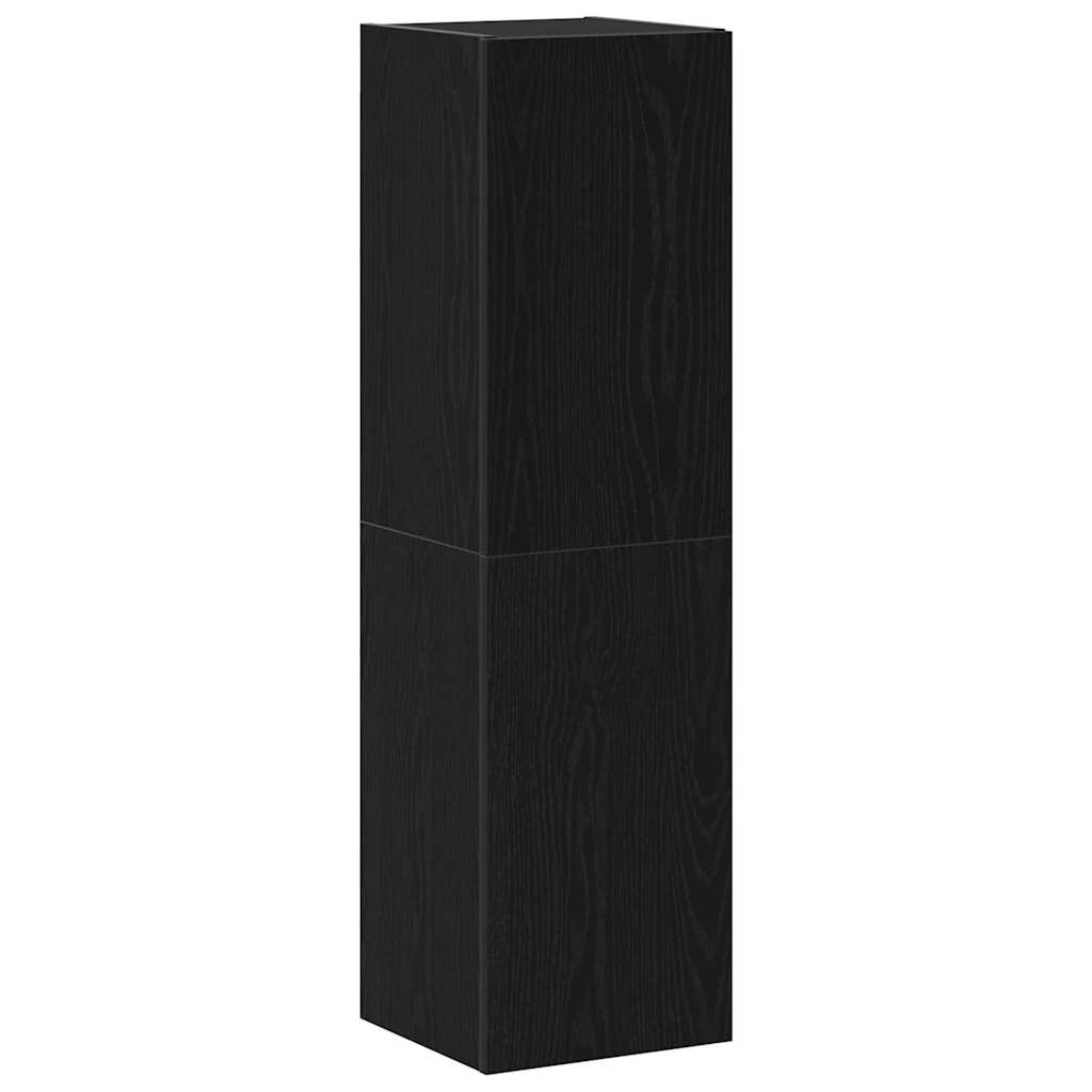 Tv-meubelset Wandgemonteerd 7 pcs Zwart Eiken Bewerkt hout is nu te koop bij PeponiXL, paradijselijk wonen!