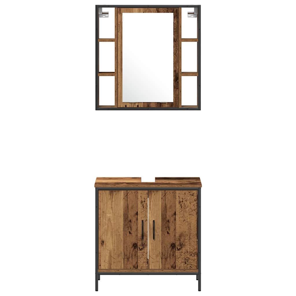 Badkamermeubelset met plank met opslag 4 pcs Bruin Bewerkt hout is nu te koop bij PeponiXL, paradijselijk wonen!