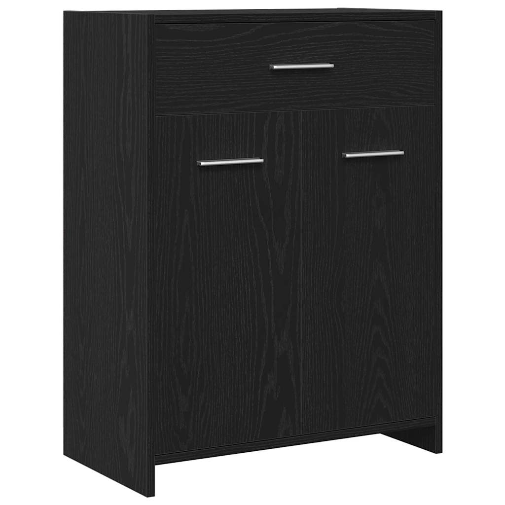 Badkamermeubelset met lade 4 pcs Zwart Eiken Bewerkt hout is nu te koop bij PeponiXL, paradijselijk wonen!