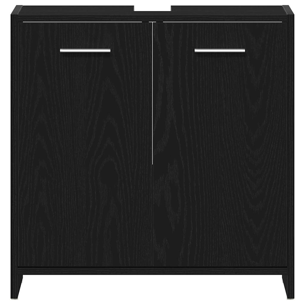 Badkamermeubelset met lade 4 pcs Zwart Eiken Bewerkt hout is nu te koop bij PeponiXL, paradijselijk wonen!