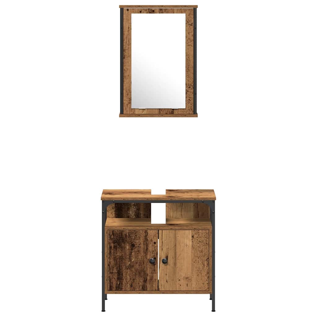 Badkamermeubelset met plank 4 pcs Oud hout Bewerkt hout is nu te koop bij PeponiXL, paradijselijk wonen!
