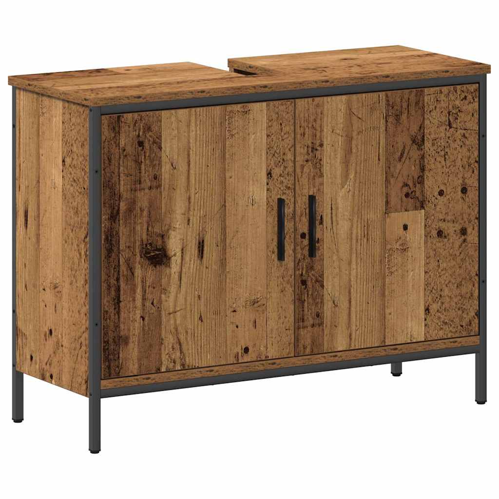 Badkamermeubelset met plank met opslag 4 pcs Bruin Bewerkt hout is nu te koop bij PeponiXL, paradijselijk wonen!